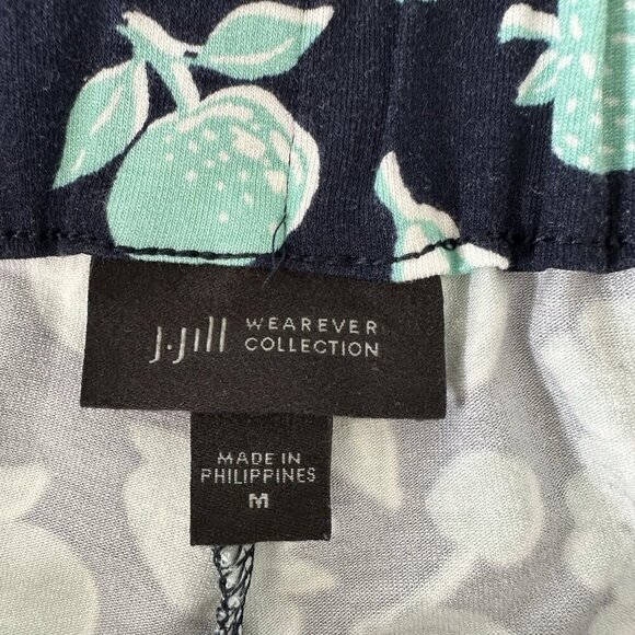 J Jill Wearever Shorts Size M Blue Fruit Print Pull On Pockets - Picture 2 of 11
